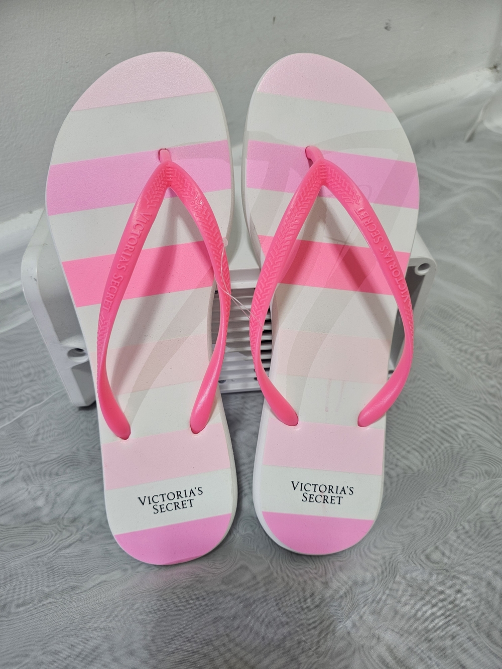 Victoria's Secret Pink & White Striped Thong Sandals